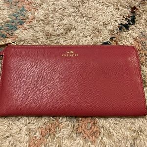 Coach pink pebbles leather oversized wallet